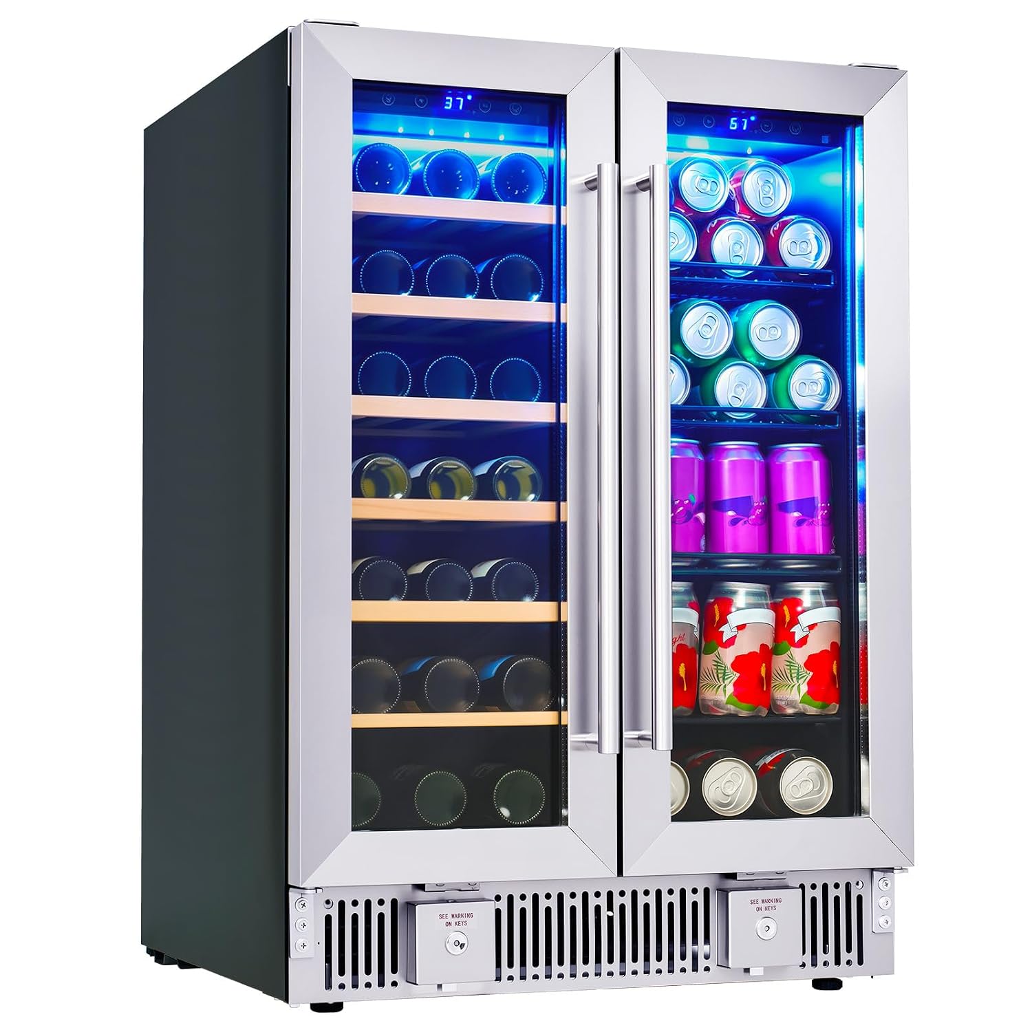 Wine Beer Fridge Under Counter - İçecek Buzdolabı, 24 İnç Çift Bölgeli