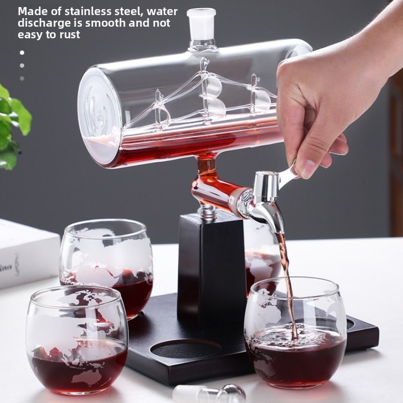 Decanter Aerator Set - Temperli Cam Şarap Dekanteri Ev Tipi