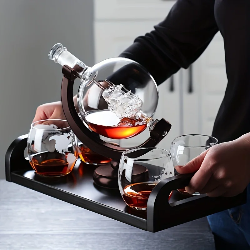 Decanter Aerator Set - Globe Şeklinde Viski Sürahisi Borosilikat Cam