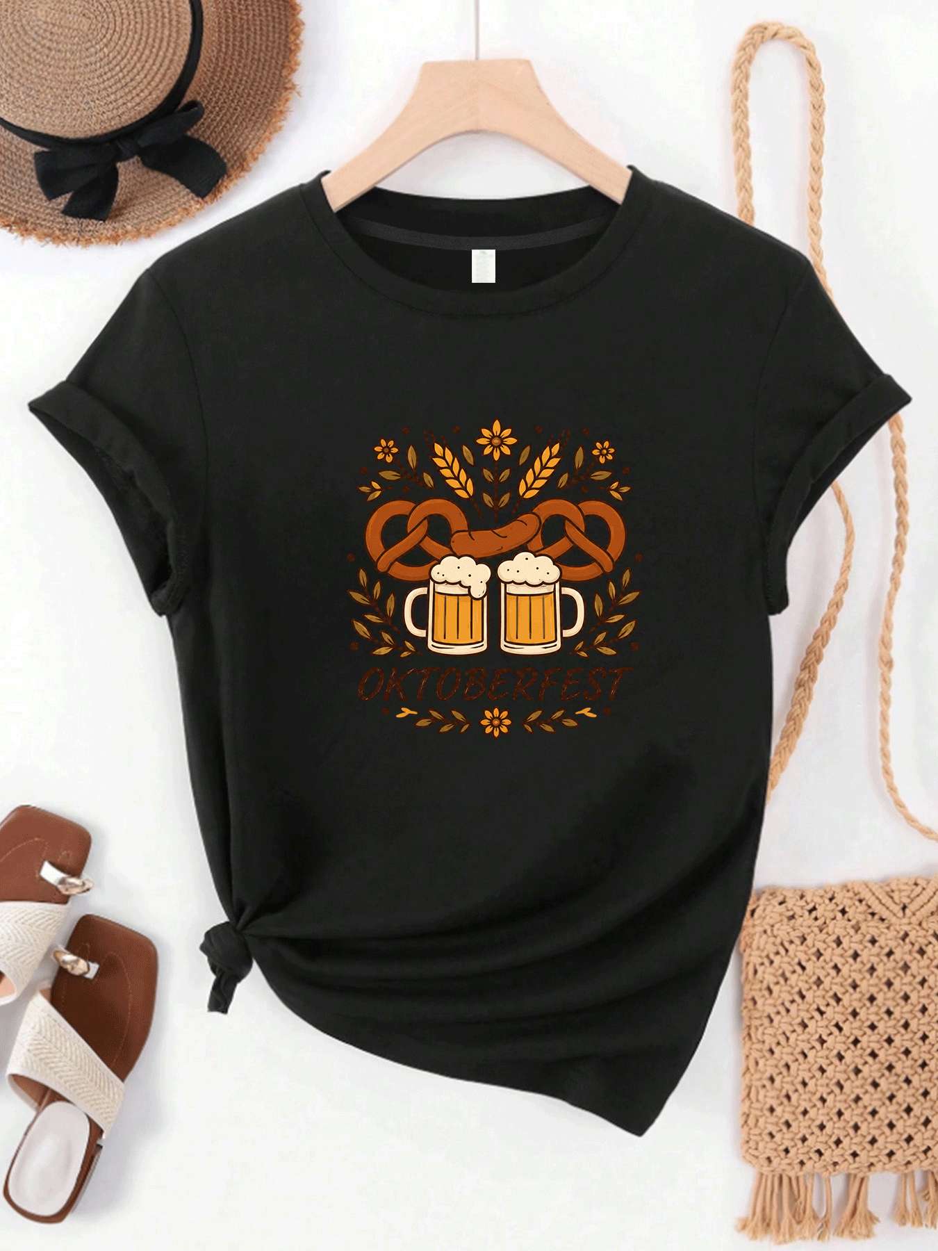 Wine Beer Festival - 【MYJ062633】Bira Festivali kadın tişörtü şarap seti
