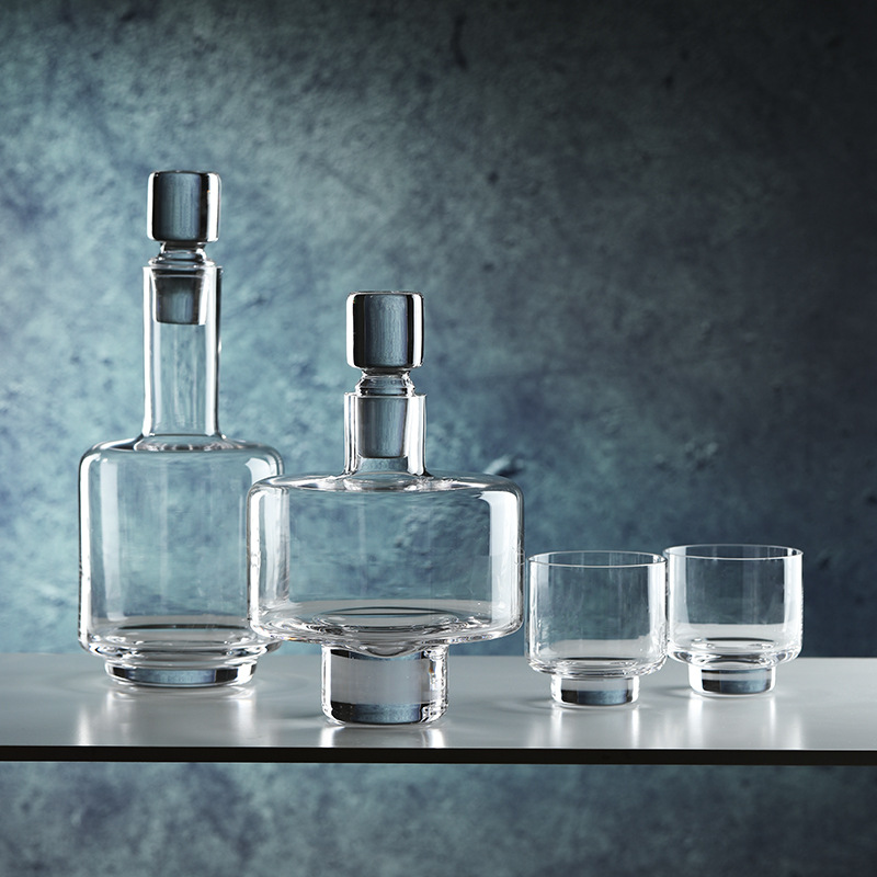 Decanter Aerator Set - Modern Minimalist Dokulu Kristal Likör Seti