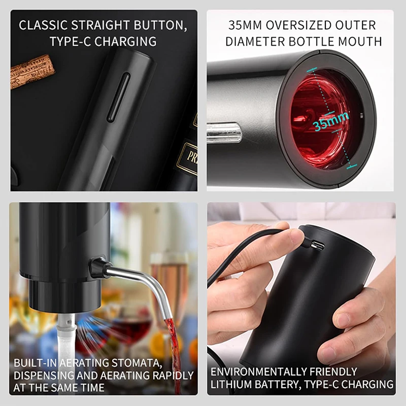 USB Şarjlı 4'ü 1 Arada Elektri - Decanter Aerator Set incelemesi ve fiyatı